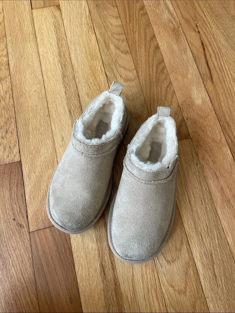 UGG Sand Suede Shearling-Lined Slip-On Mules